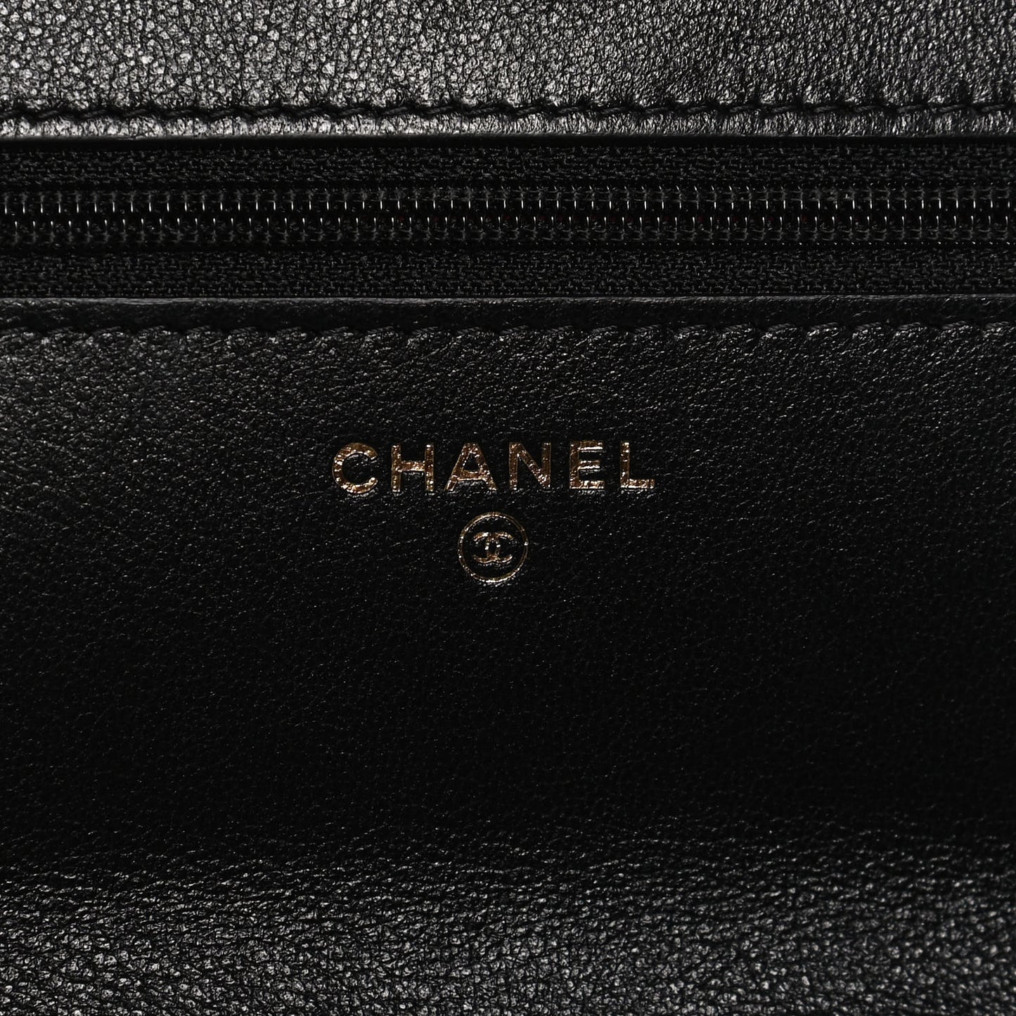 Shiny Goatskin Quilted Chanel 19 Wallet On Chain WOC Black
