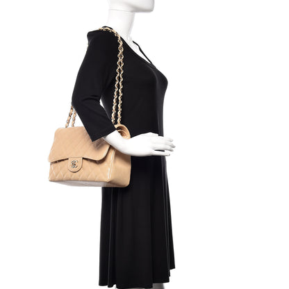 Chanel Iridescent Caviar Quilted Jumbo Double Flap Beige 2 of 10