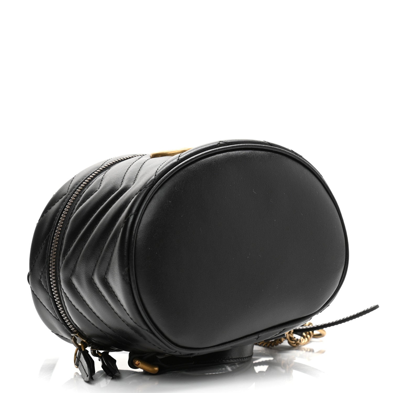 Gucci Calfskin Matelasse Mini GG Marmont Round Backpack Black 4 of 11