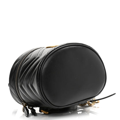 Gucci Calfskin Matelasse Mini GG Marmont Round Backpack Black 4 of 11