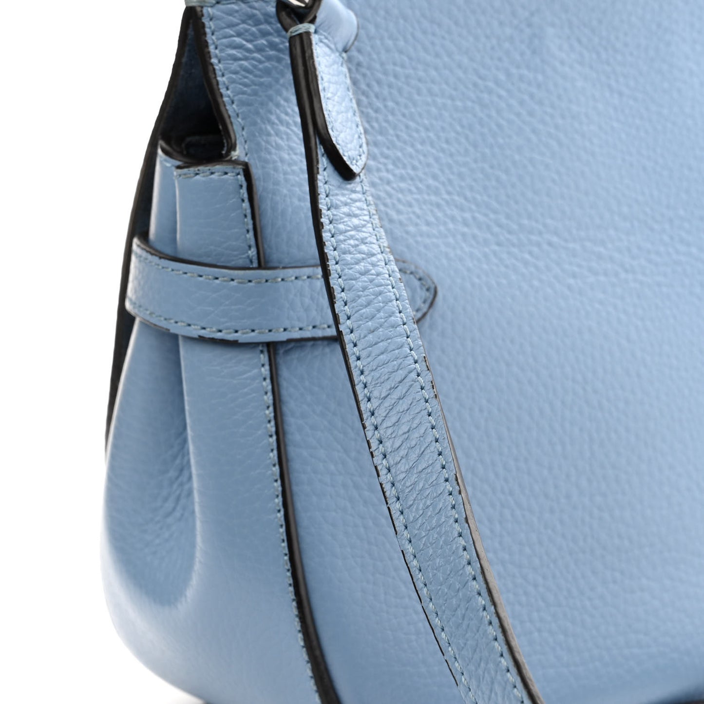 Small Classic Grain Calfskin Small Amberley Satchel Porcelain Blue