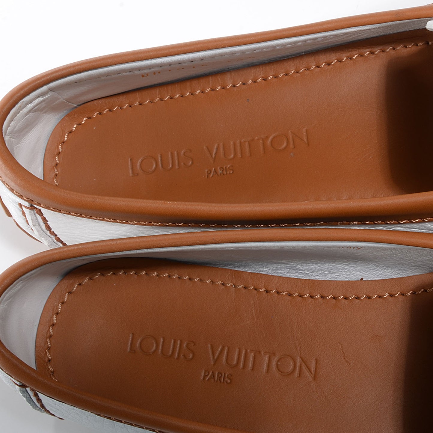 Leather Oxford Loafers 38.5 Cognac White