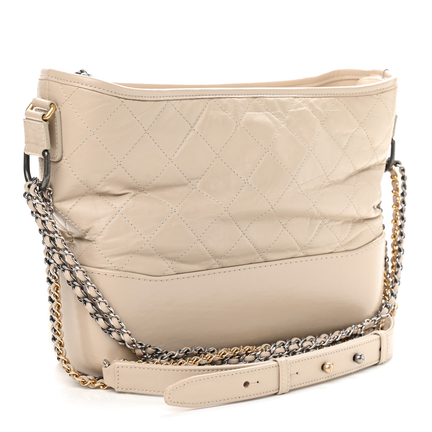 Chanel Aged Calfskin Quilted Medium Gabrielle Hobo Beige 3 of 11