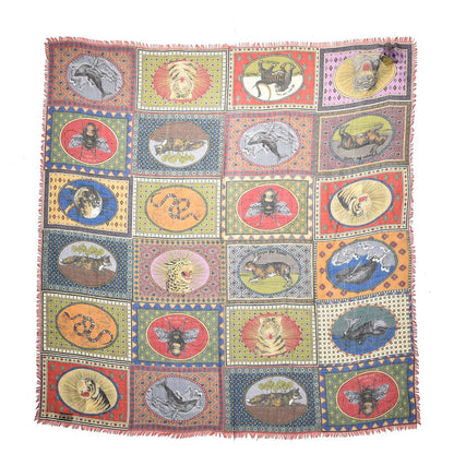 Gucci Cashmere Wool Silk Tiger Card Scarf Multicolor 1 of 5