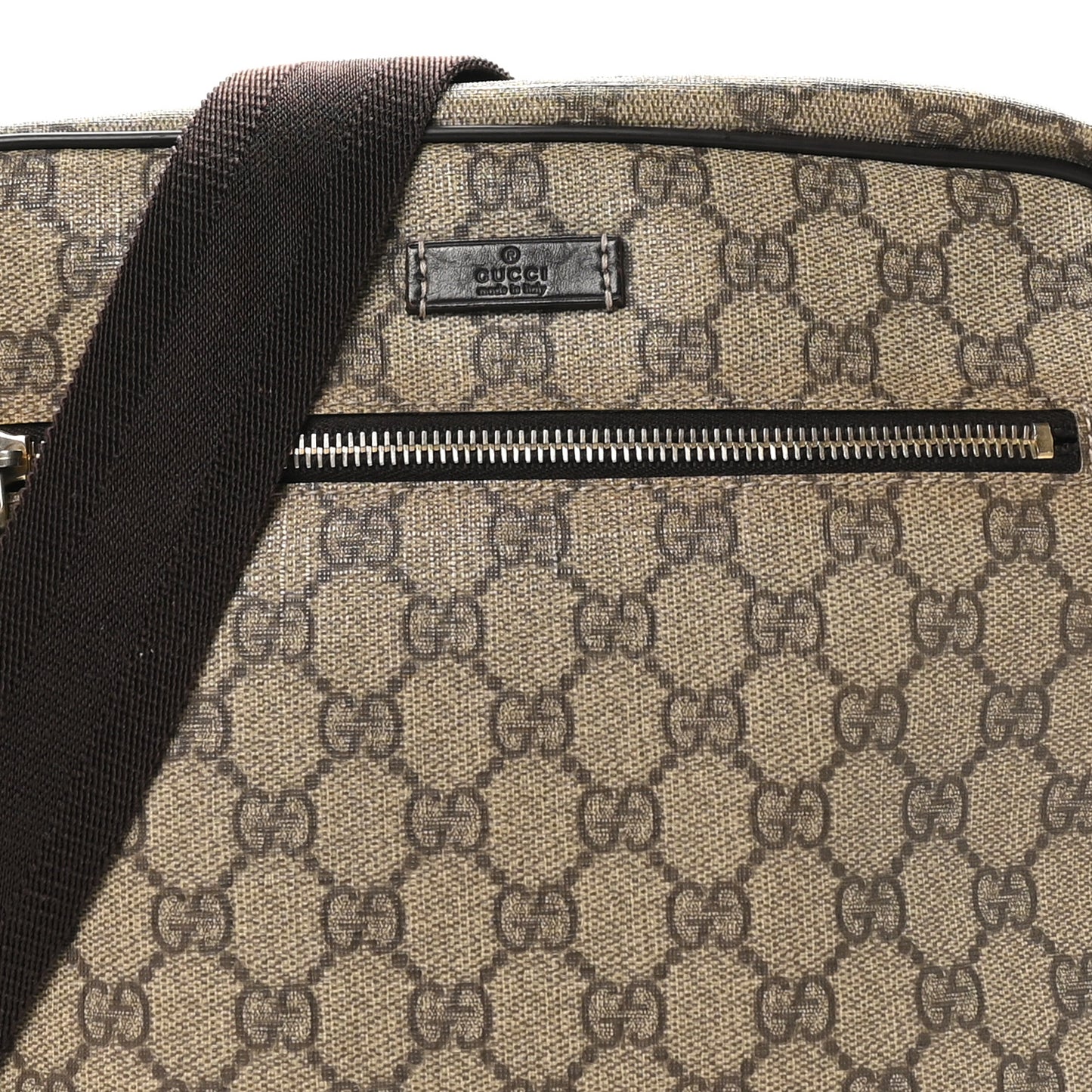 GG Plus Monogram Selleria Calfskin Medium Messenger Bag Beige Ebony Cocoa Dark Chocolate