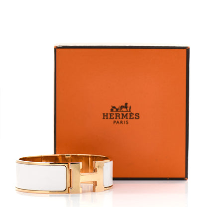 Hermes Enamel Wide Clic Clac H Bracelet GM White 4 of 4
