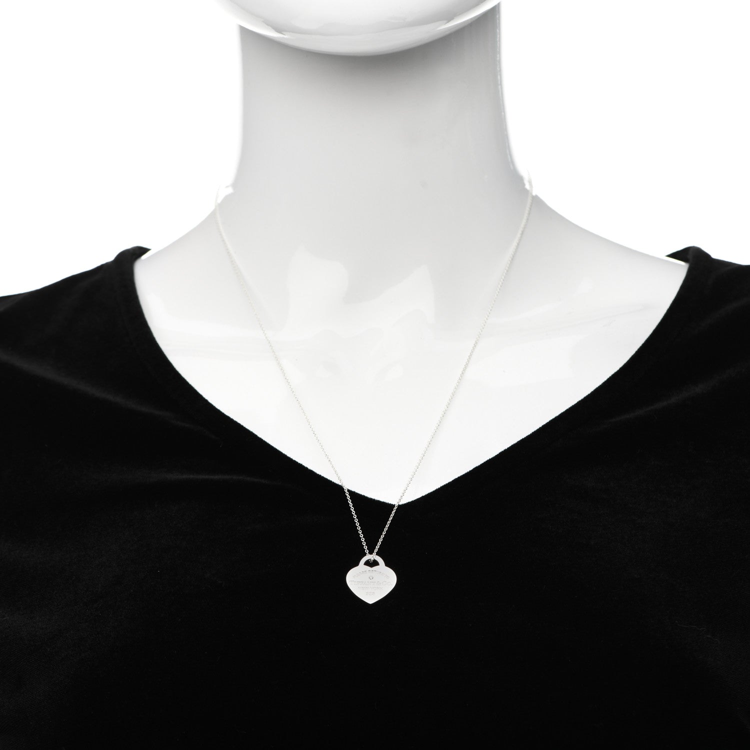 Tiffany Sterling Silver Diamond Small Return to Tiffany Heart Pendant Necklace 2 of 5