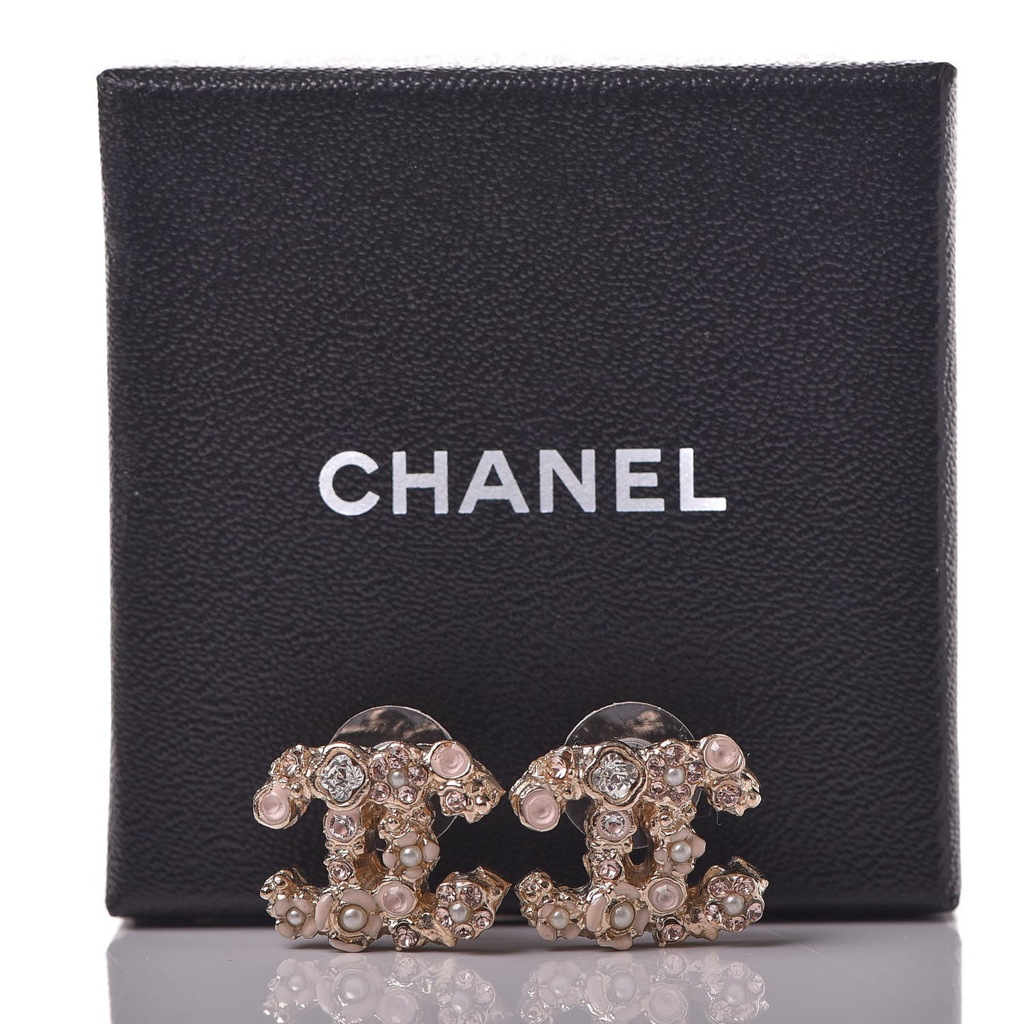 Crystal Pearl CC Earrings Gold