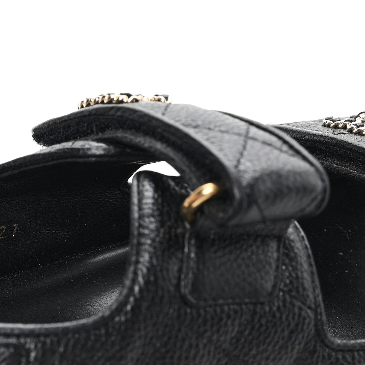 Grained Calfskin Velcro Dad Sandals 38 Black