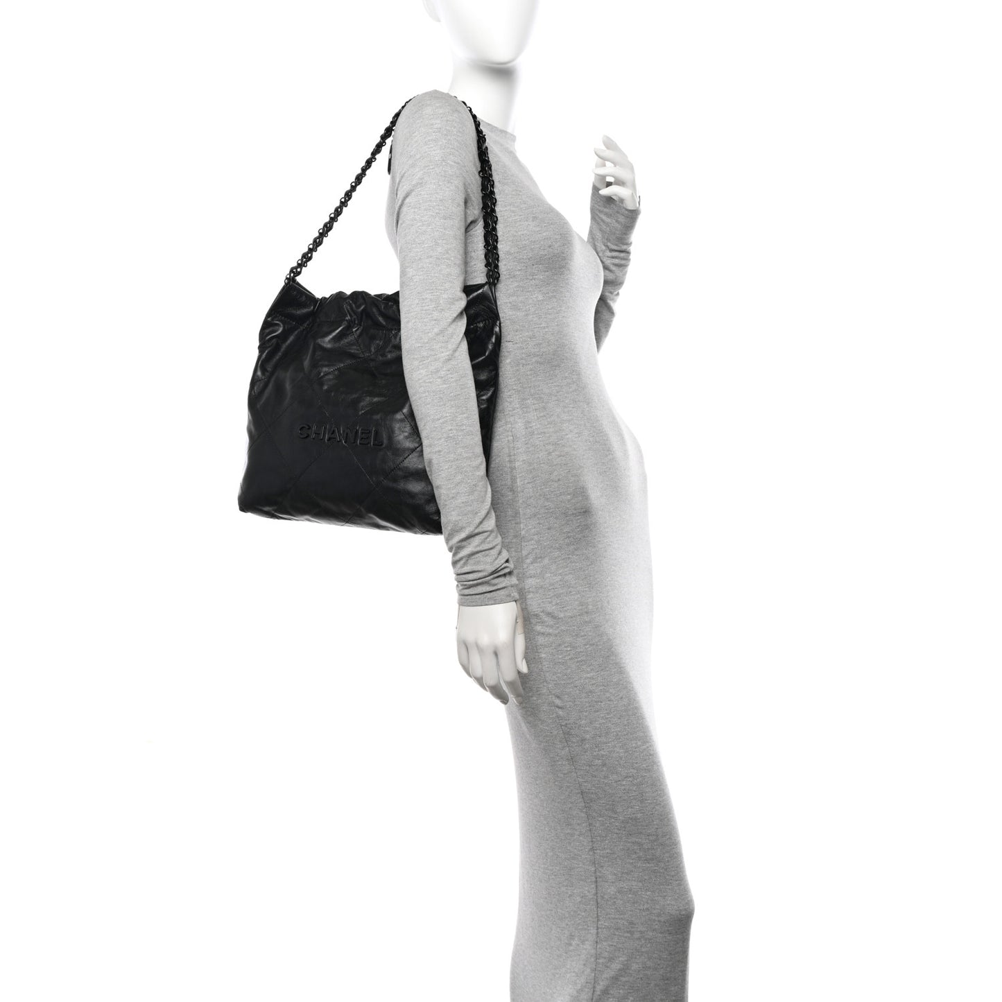 Shiny Calfskin Quilted Small Chanel 22 So Black