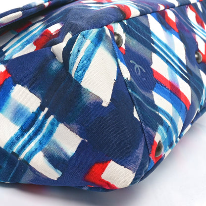 Chanel Canvas Airline Printed XXL Travel Flap Bag Blue Red White 9 of 10