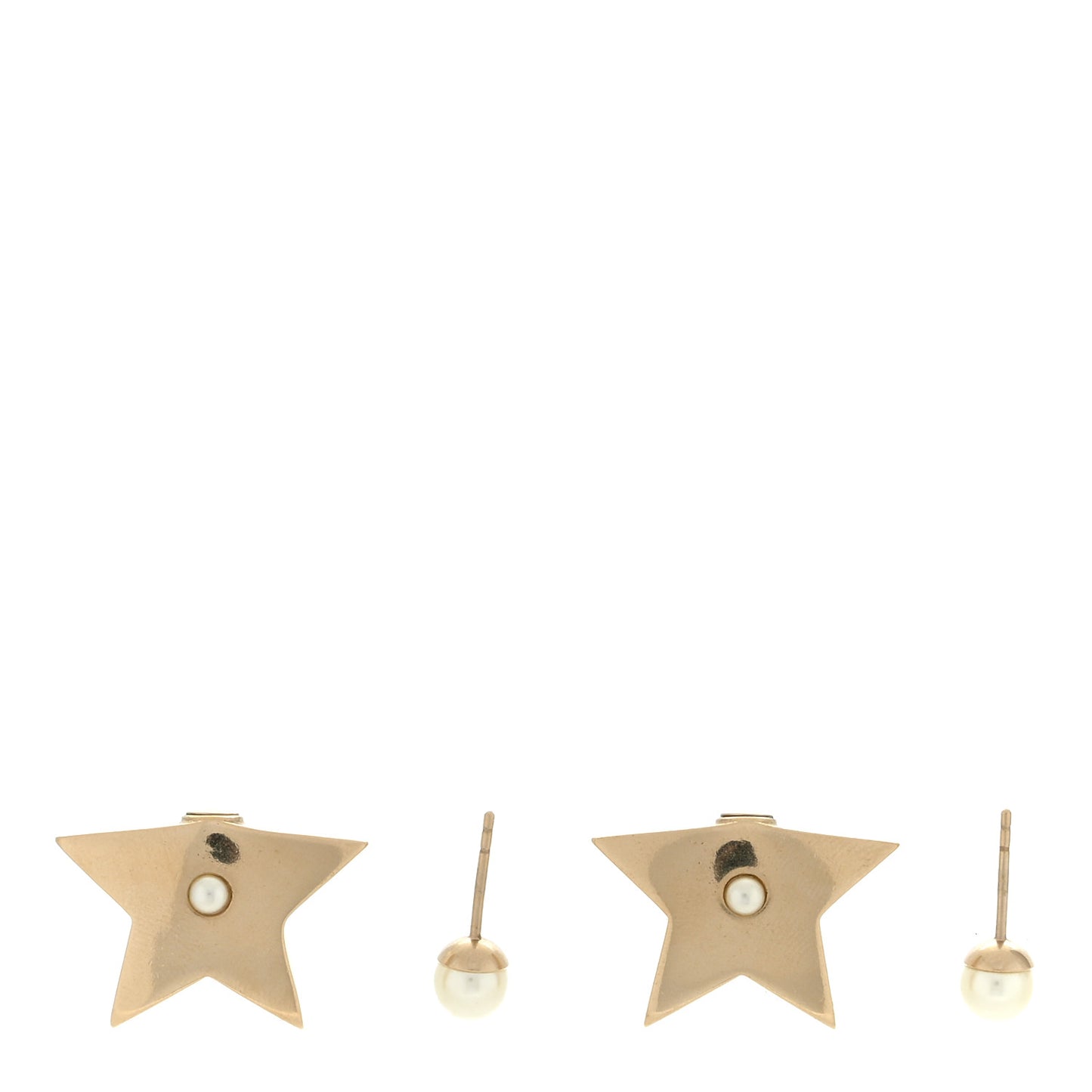 Metal Pearl Star Earrings Gold