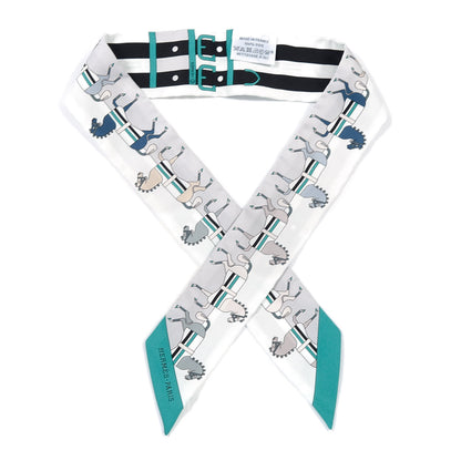 Hermes Silk Rocabar Twilly White Gris Perle Menthe 1 of 10