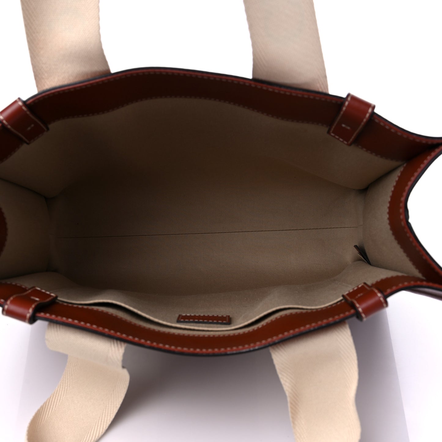 Calfskin Medium Woody Ribbon Tote Sepia Brown