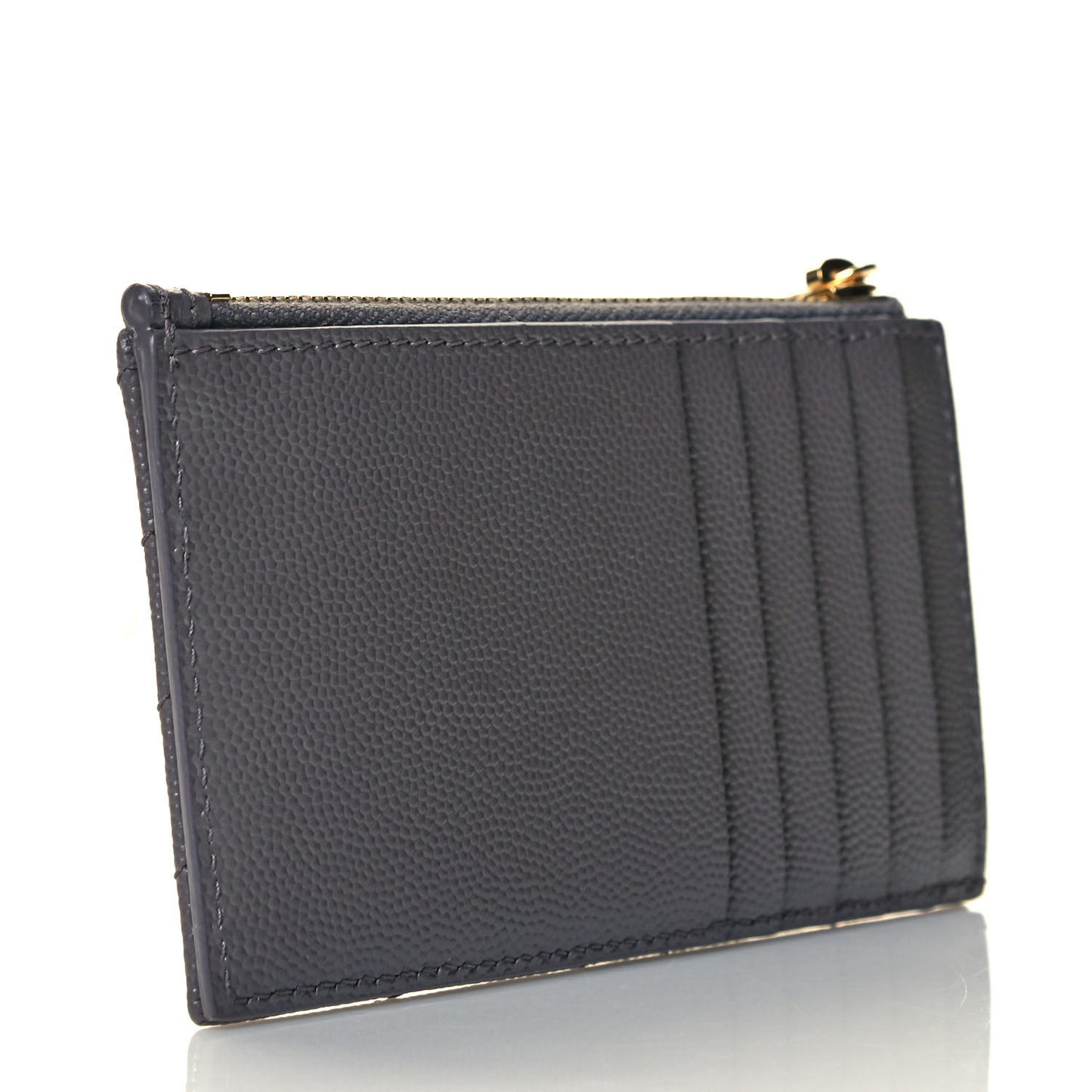 Grain De Poudre Matelasse Chevron Monogram Fragments Zippered Card Case Fog