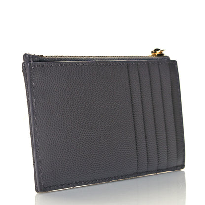 Saint Laurent Grain De Poudre Matelasse Chevron Monogram Fragments Zippered Card Case Fog 3 of 10