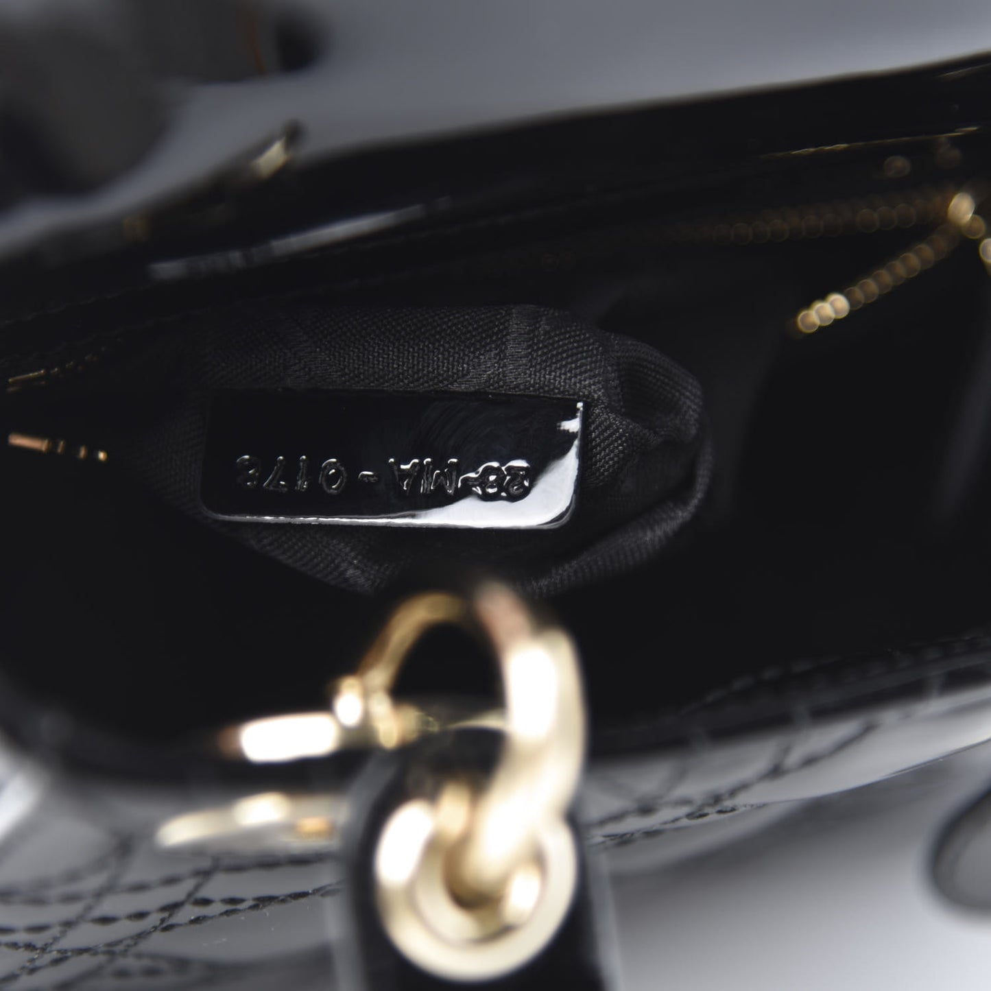 Patent Cannage Mini Lady Dior Black