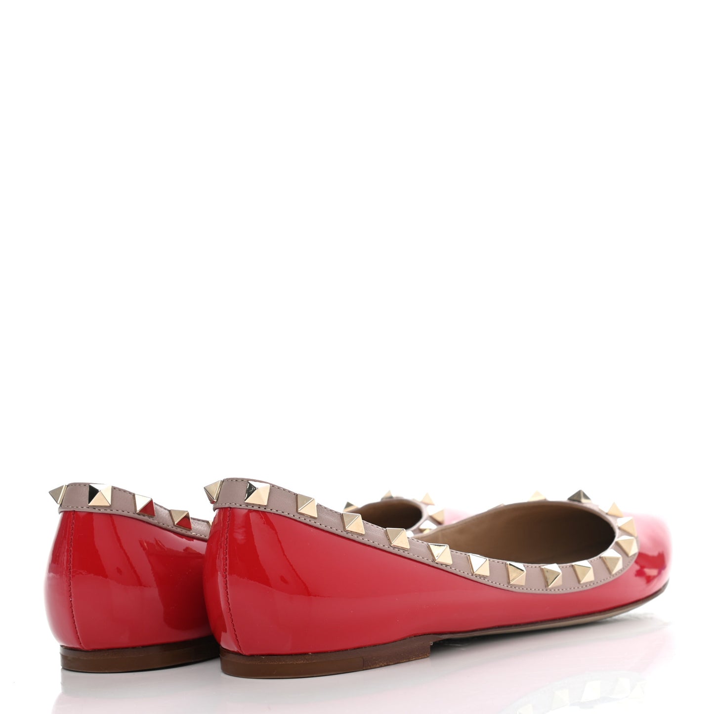 Patent Nappa Rockstud Ballerina Flats 38 Rosso Valentino Poudre