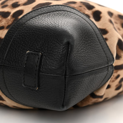Dolce & Gabbana Leopard Print Canvas Calfskin Messenger Bag Black 9 of 17