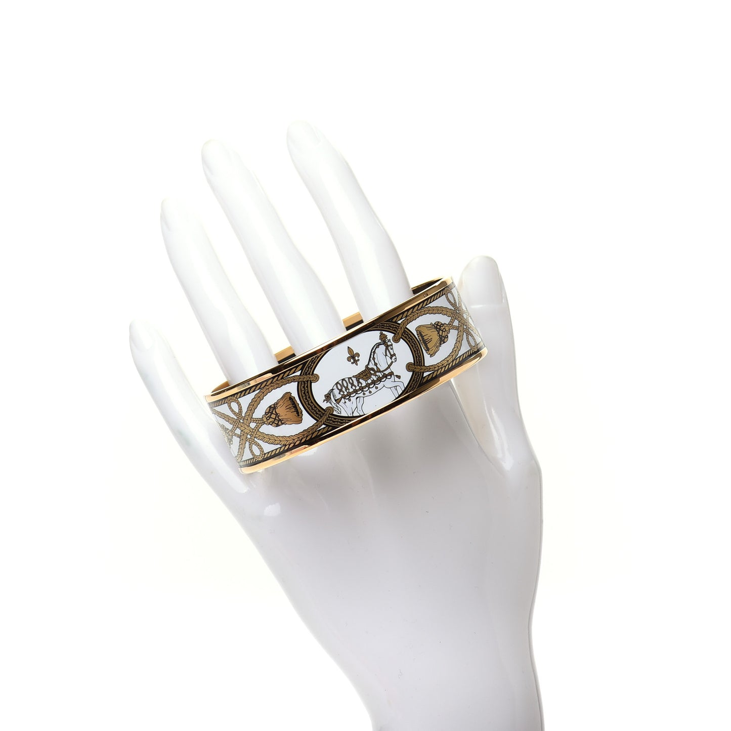 Enamel Printed Wide Grand Apparat Bracelet 70 White