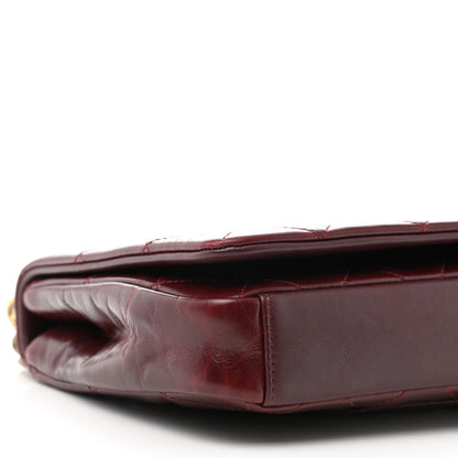 Chanel Calfskin Quilted Gold Bar Flap Burgundy 8 of 9