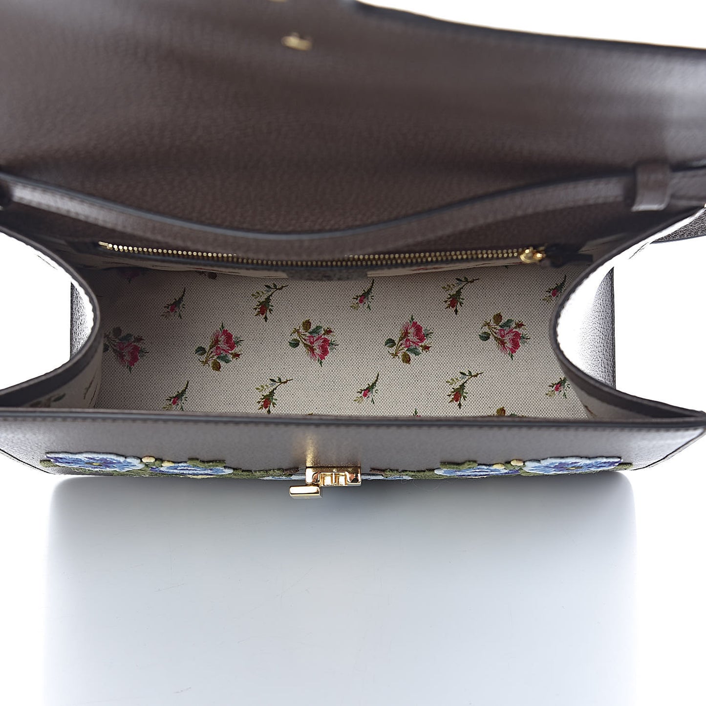 Calfskin Embroidered Medium Sylvie Top Handle Bag New Acero Multicolor