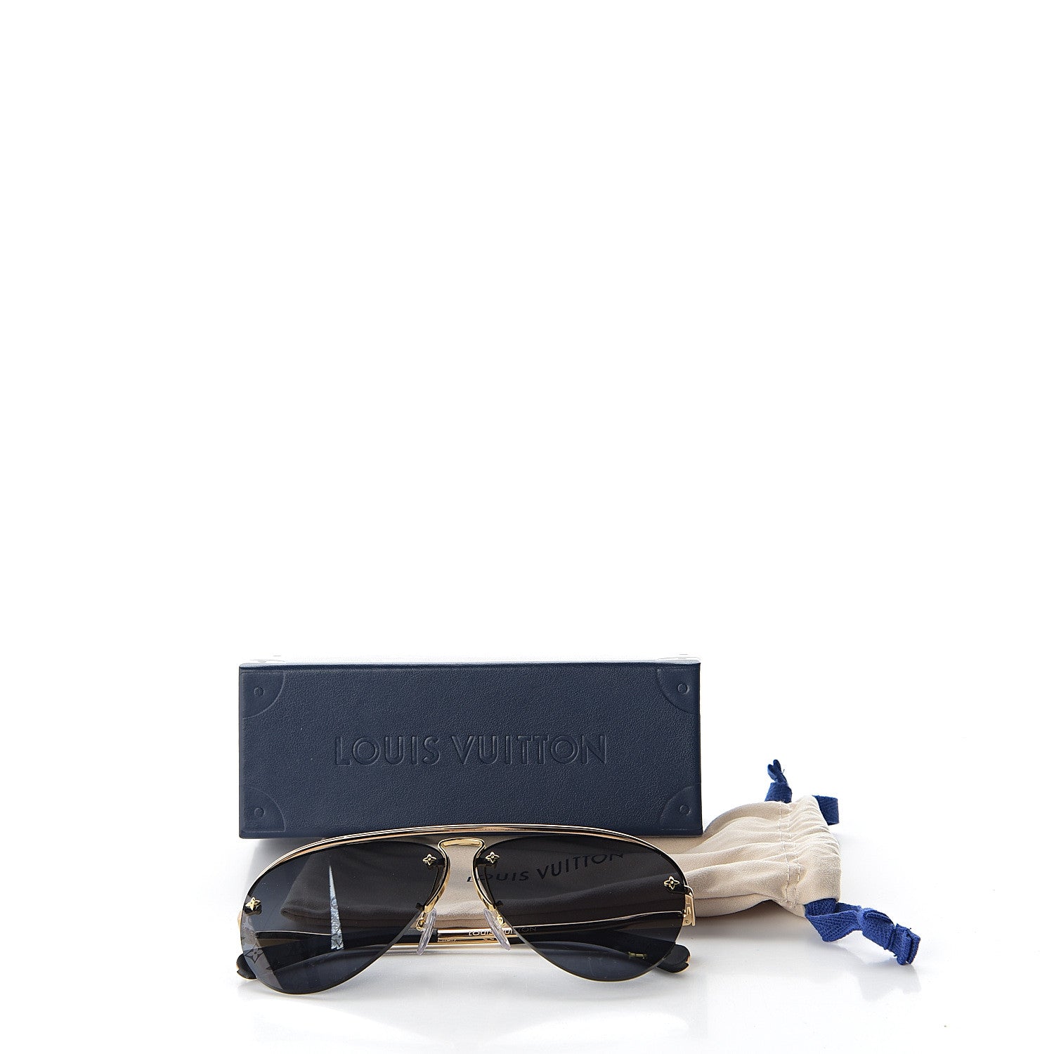 Louis Vuitton Metal Monogram Grease Sunglasses Z1172W Gold 8 of 8