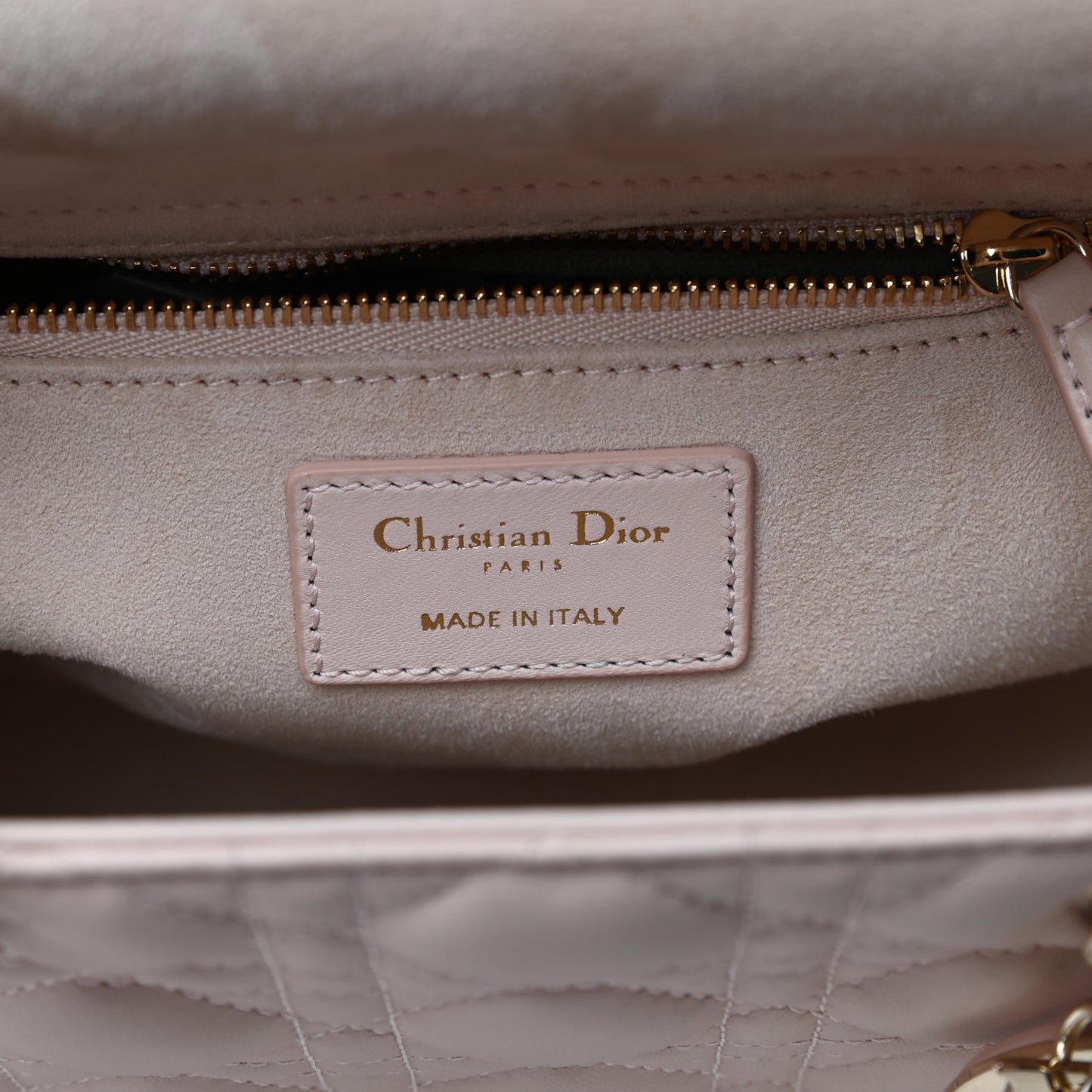Lambskin Cannage Medium Lady Dior Rose Poudre