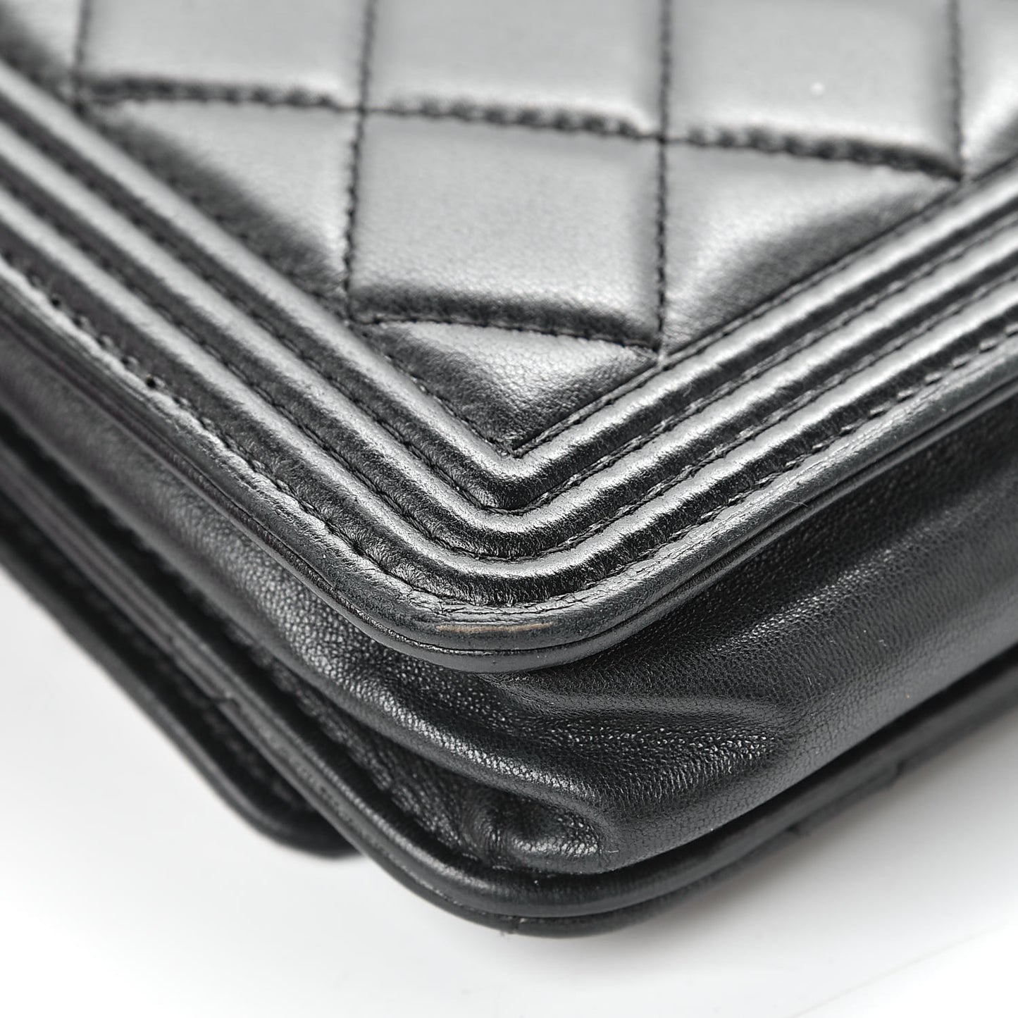 Lambskin Quilted Boy Wallet On Chain WOC Black
