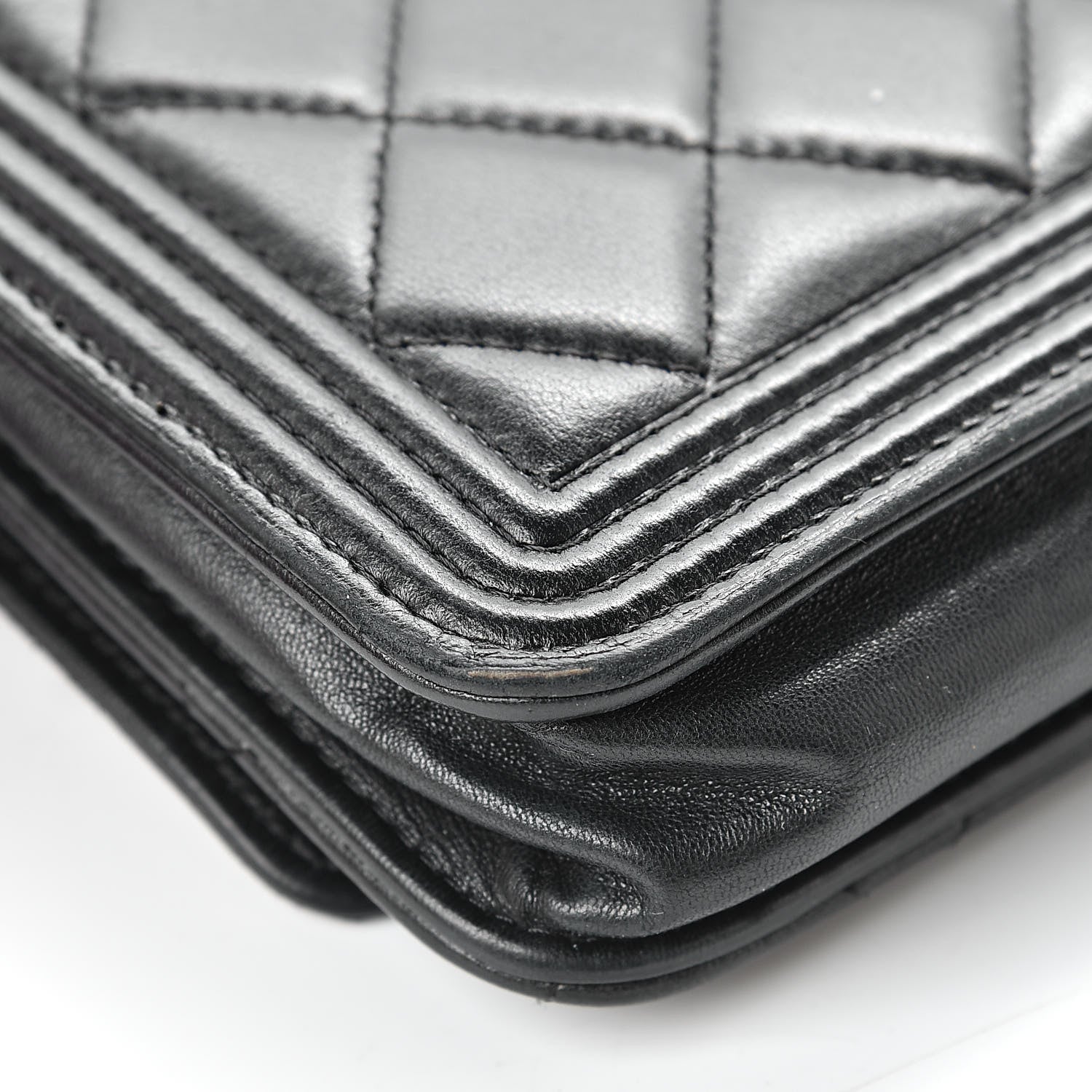 Chanel Lambskin Quilted Boy Wallet On Chain WOC Black 14 of 20