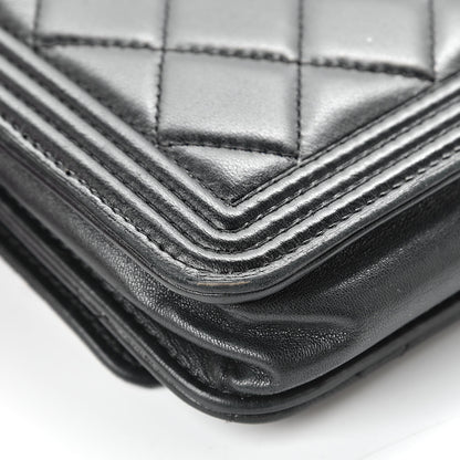 Chanel Lambskin Quilted Boy Wallet On Chain WOC Black 14 of 20