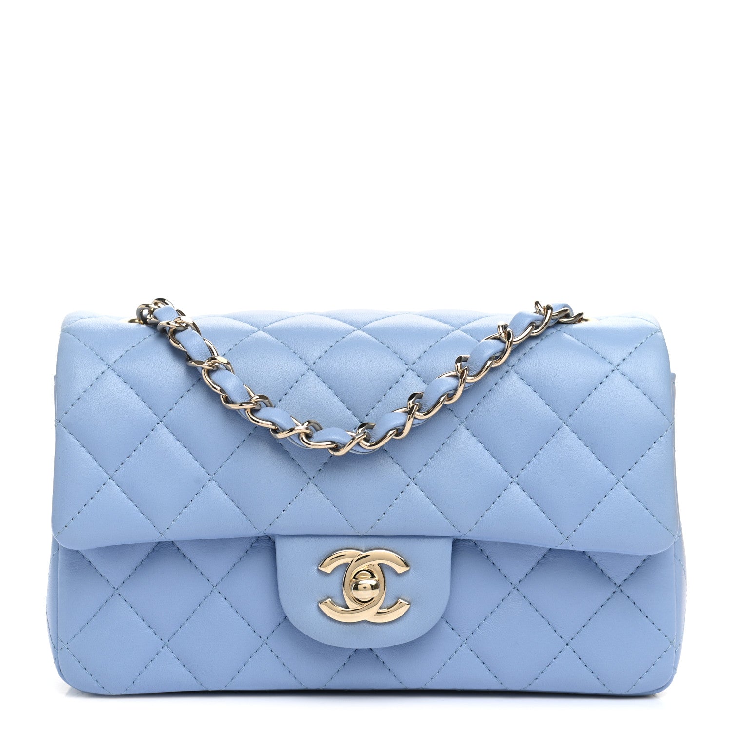 Chanel Lambskin Quilted Mini Rectangular Flap Light Blue 1 of 10