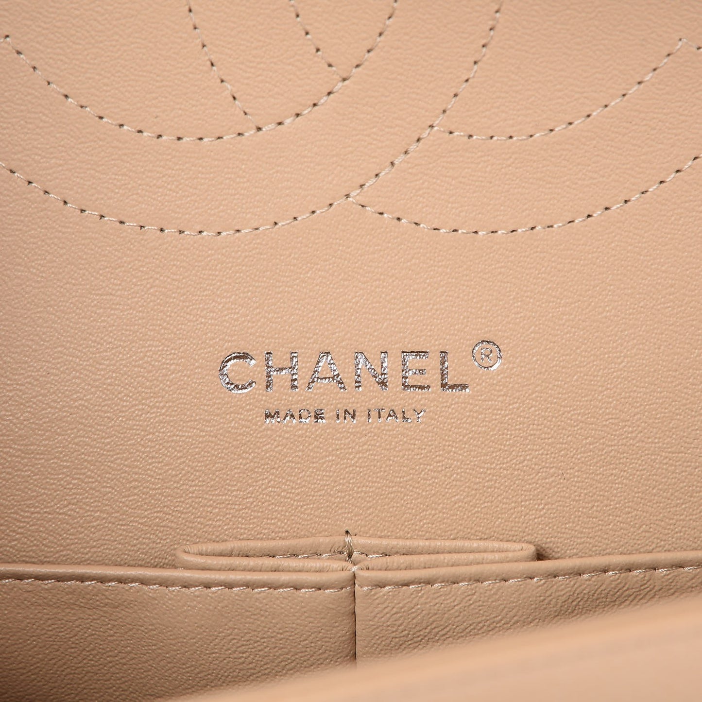 Caviar Quilted Jumbo Double Flap Light Beige