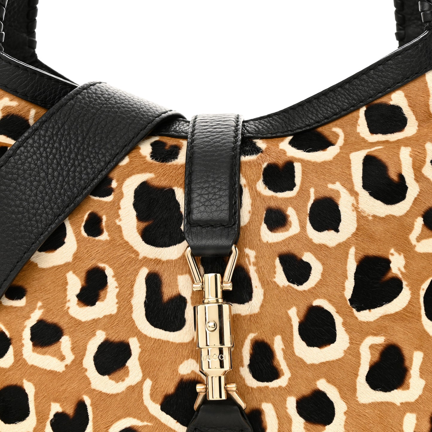 Calf Hair Leopard Print Medium New Jackie Shoulder Bag Tobacco