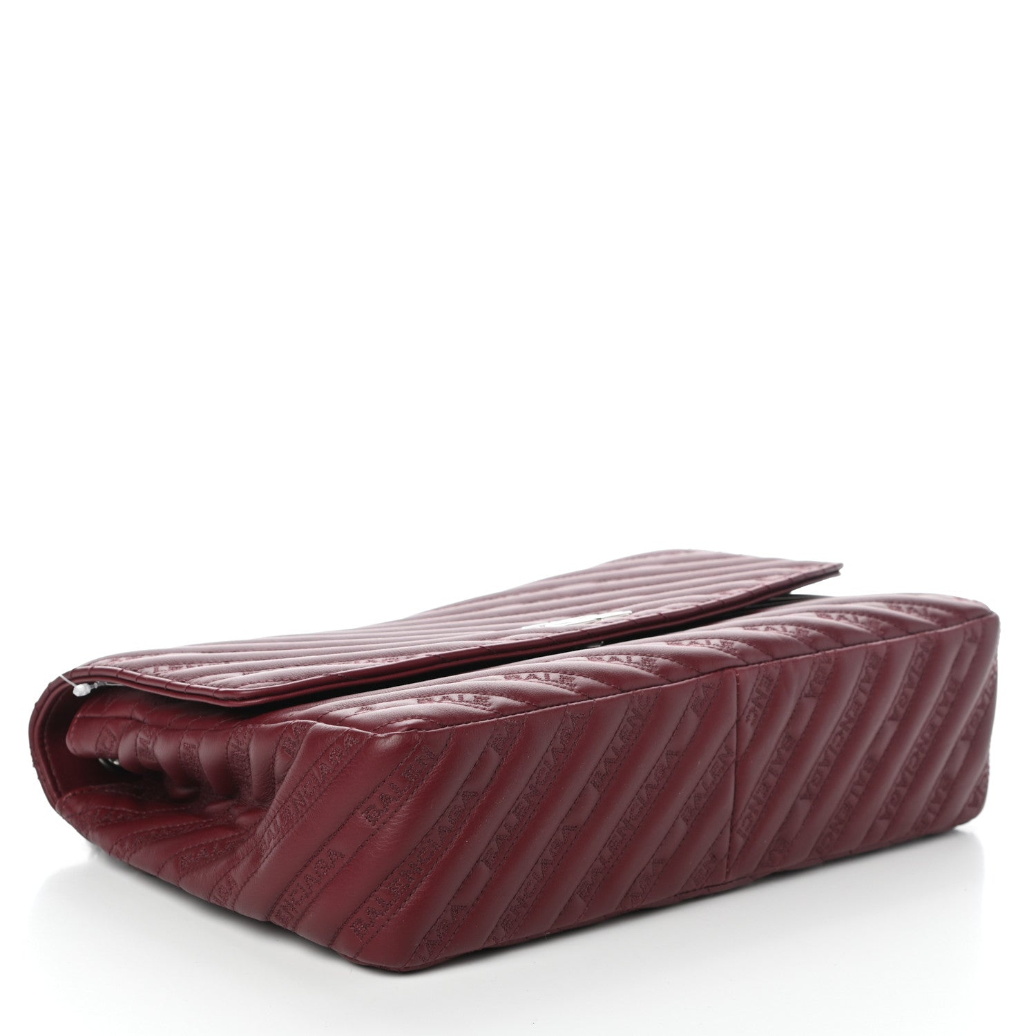 Balenciaga Calfskin Logo Matelasse Large BB Flap Chain Shoulder Bag Burgundy 4 of 9