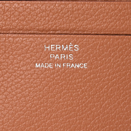 Hermes Evercolor Citizen Twill Card Case Gold Bleu De France Bleu Saphir 8 of 10