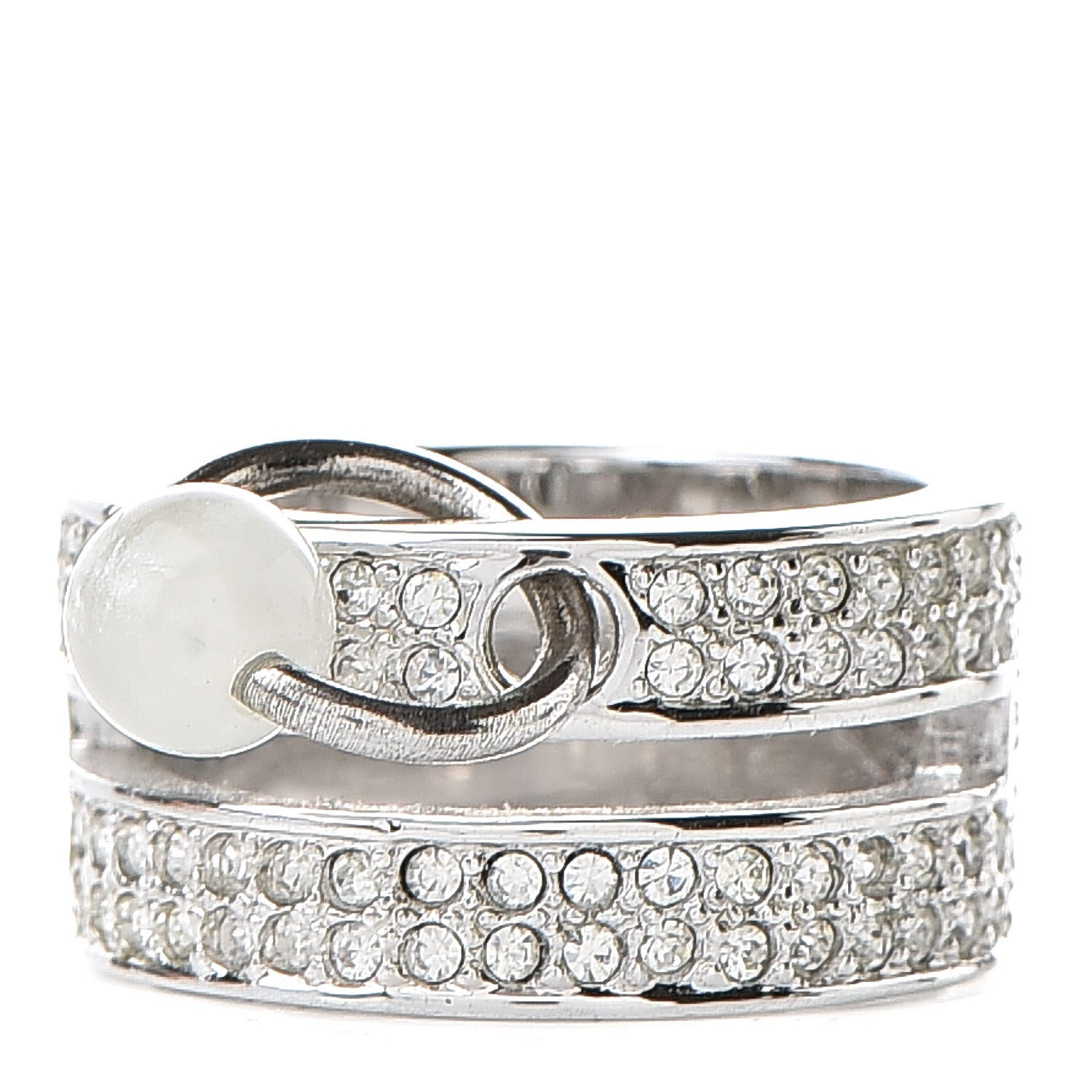 Christian Dior Crystal Ring 6.5 Silver 1 of 6