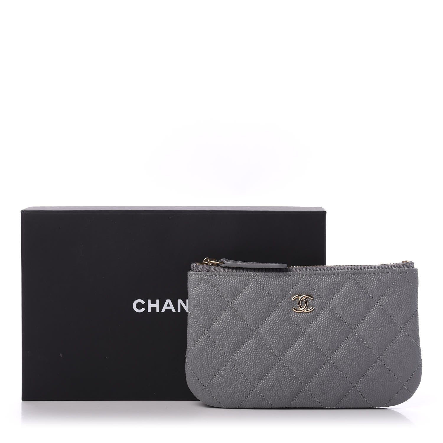 Chanel Caviar Quilted Small Cosmetic Case Grey 10 of 10