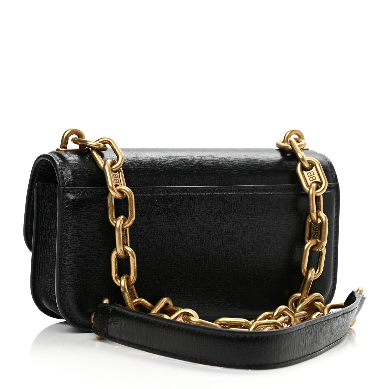 Balenciaga Calfskin Stripe Embossed Gossip Chain Bag XS Black 3 of 9