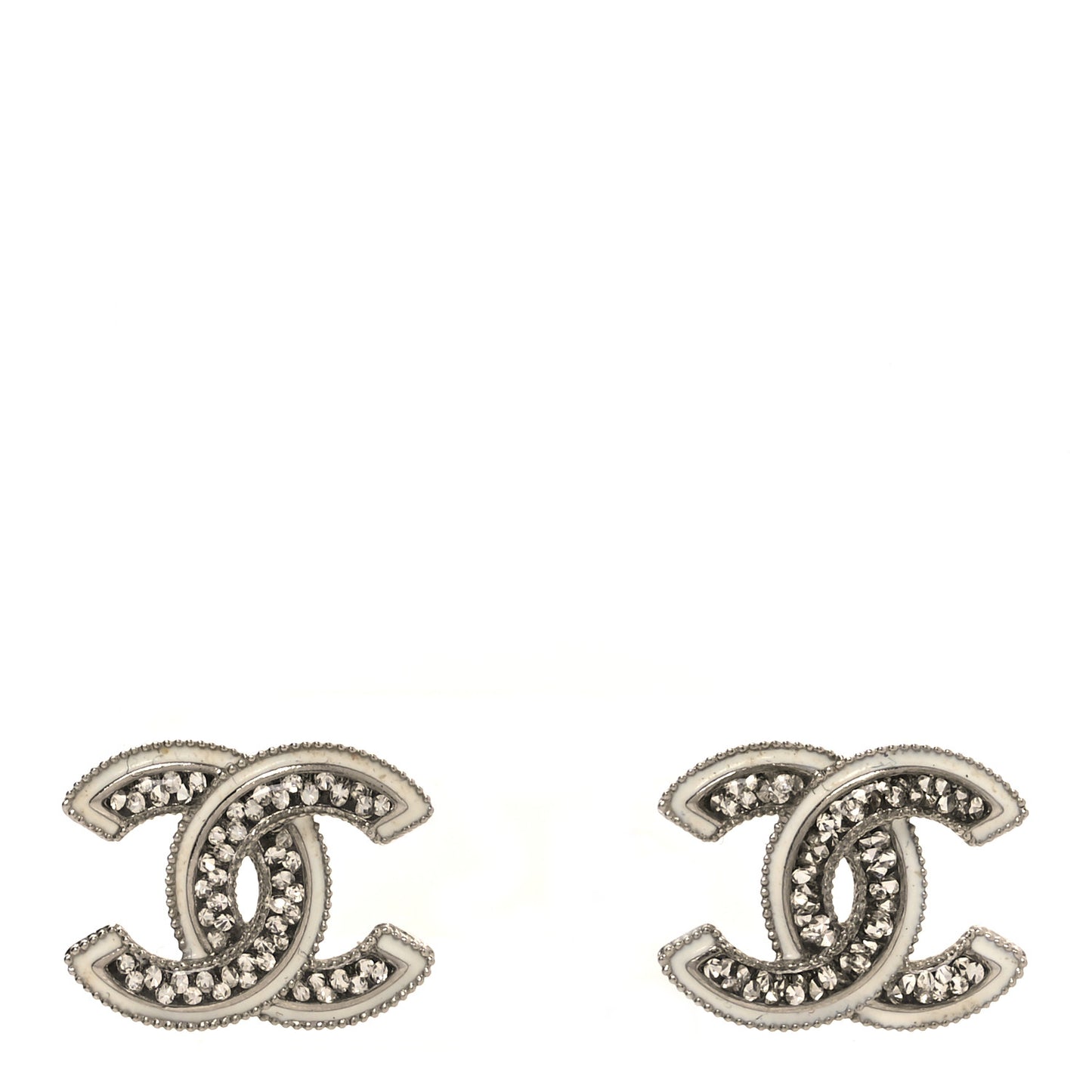 Crystal Resin CC Earrings Silver