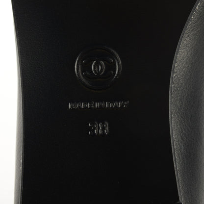 Chanel Patent Lambskin Crystal CC Cap Toe Ballerina Flats 38 Black 7 of 8