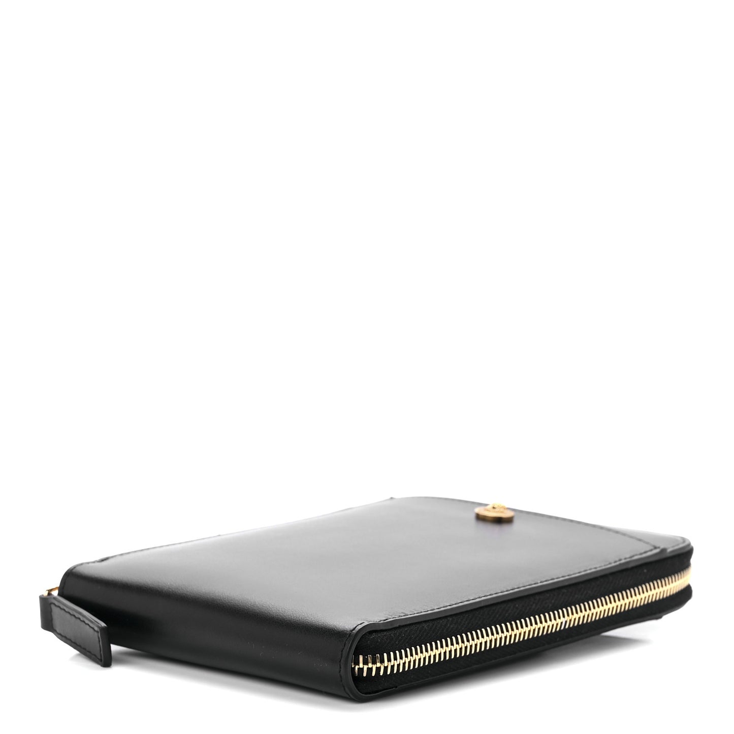 Calfskin La Medusa Zip Around Lanyard Pouch Black