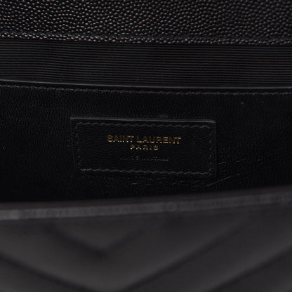 Saint Laurent Grain De Poudre Matelasse Chevron Medium Monogram Satchel Black 8 of 9