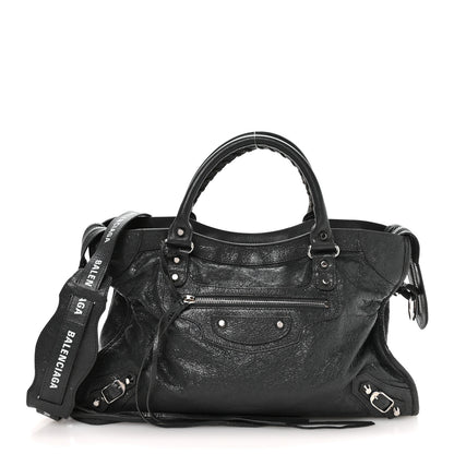 Balenciaga Agneau Classic Silver Hardware City Logo Strap Gris Fossile White 1 of 12