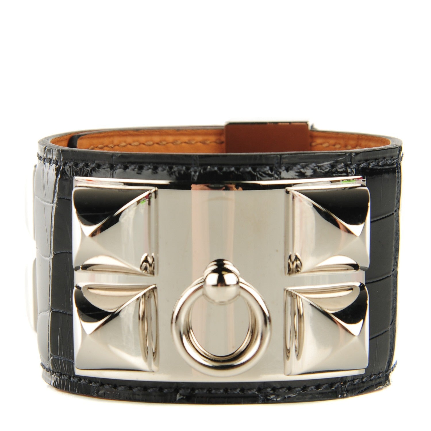 Hermes Shiny Alligator Collier De Chien CDC S Bracelet Bleu Marine 1 of 9