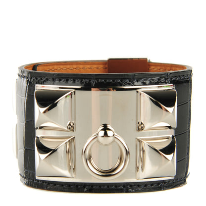 Hermes Shiny Alligator Collier De Chien CDC S Bracelet Bleu Marine 1 of 9