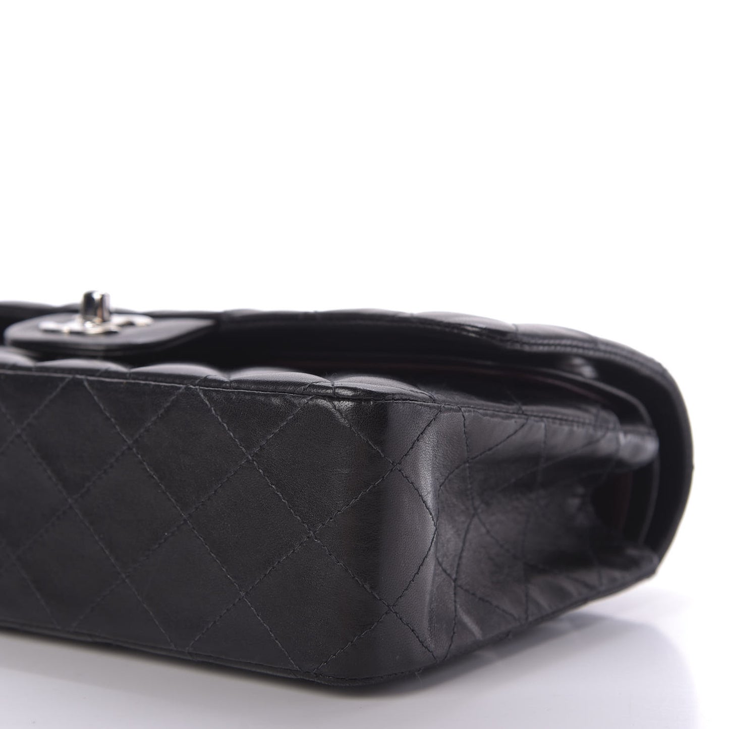 Lambskin Quilted Medium Double Flap Black