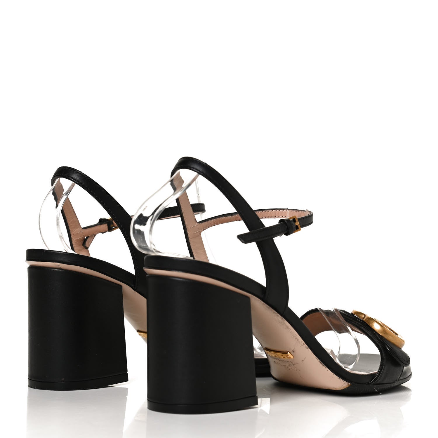 Gucci Lifford Calfskin GG Marmont Ankle Wrap 75mm Sandals 37.5 Black 4 of 11