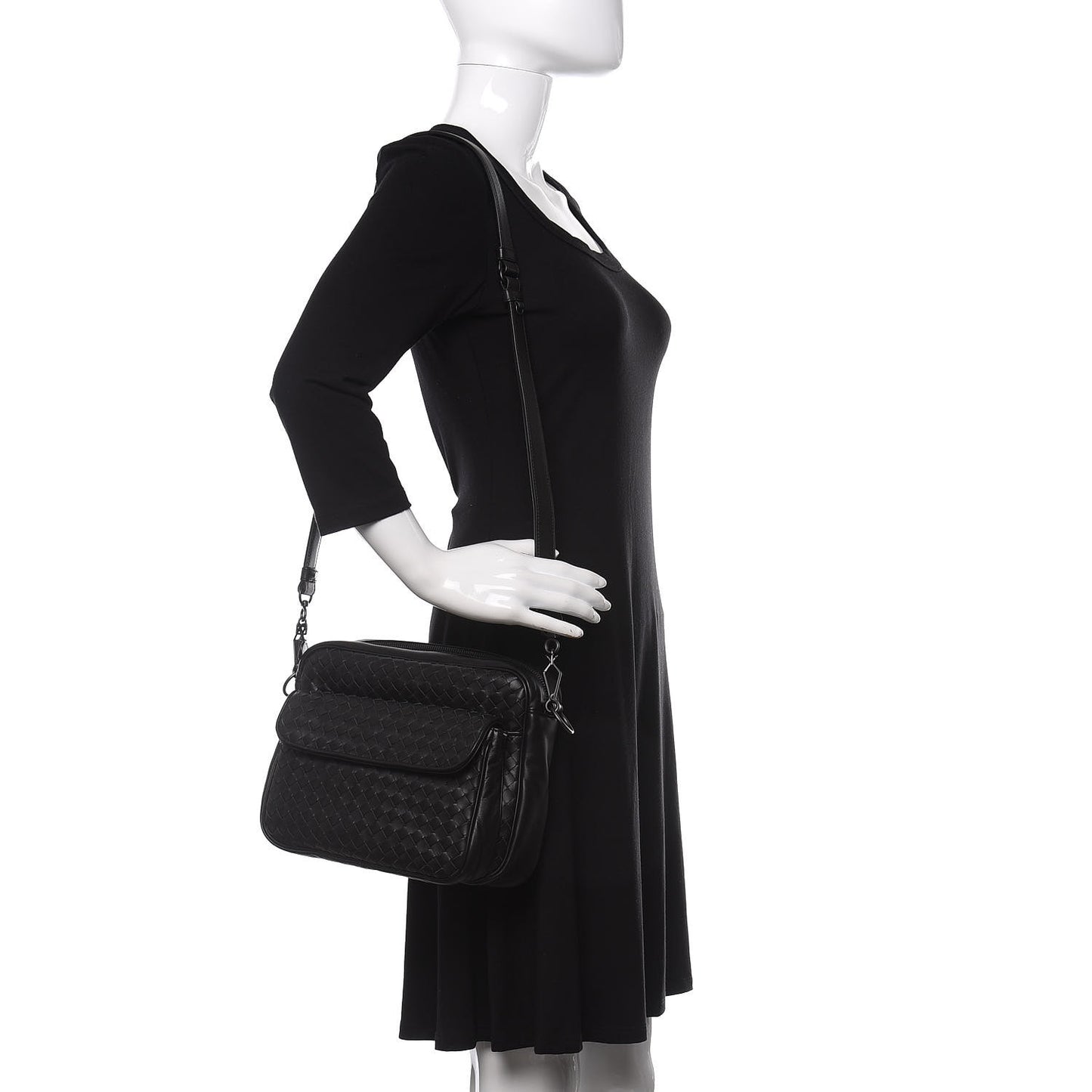 Nappa Intrecciato Messenger Bag Black