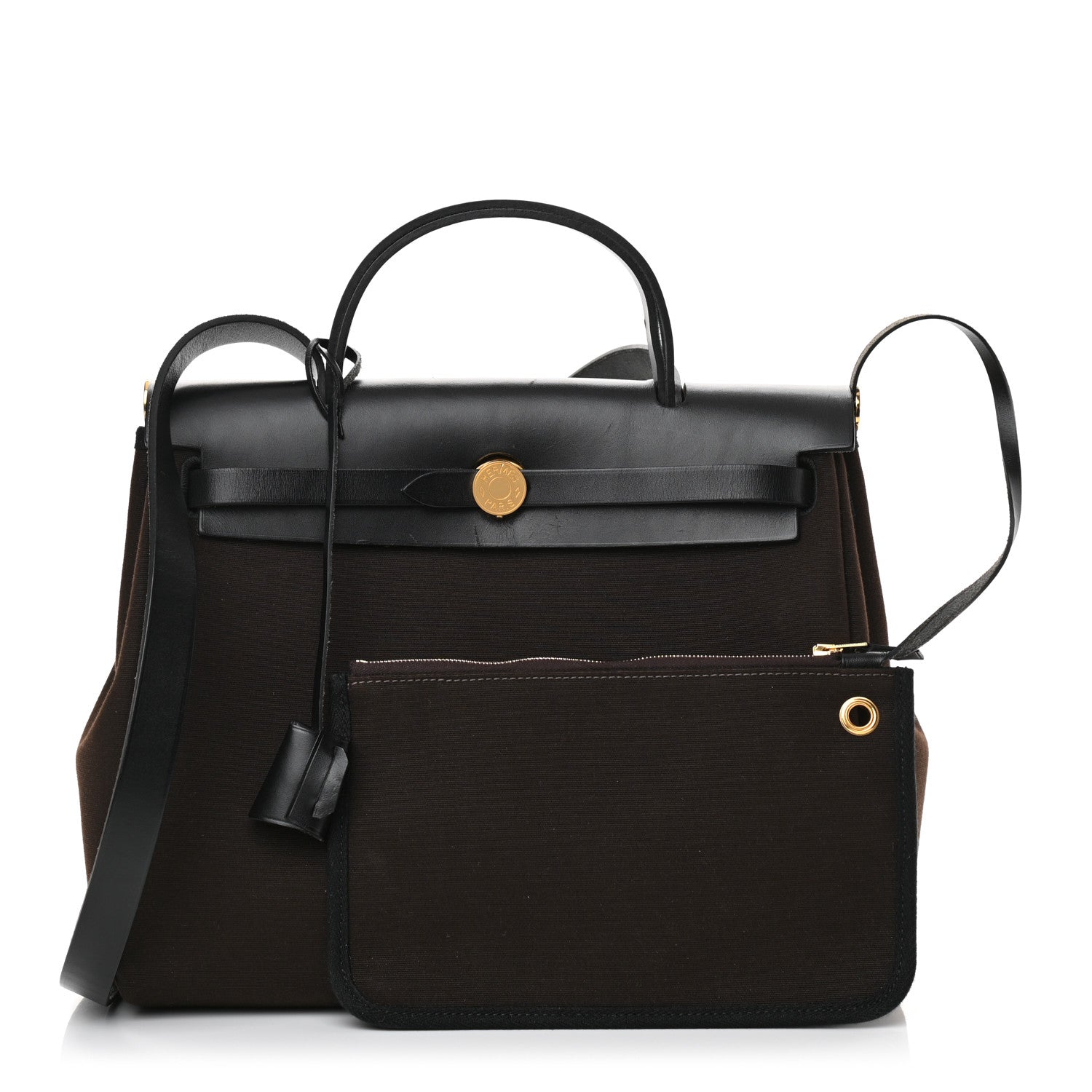 Hermes Military Toile Vache Hunter Herbag Zip Retourne 31 PM Ebene Black 1 of 19